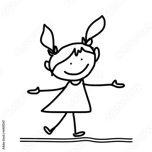 hand drawing happy kids