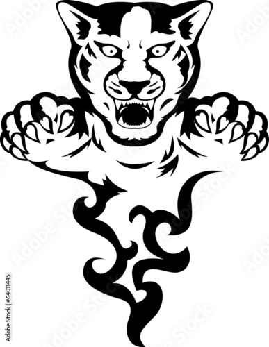 Fototapeta Naklejka Na Ścianę i Meble -  Wild panther attacking