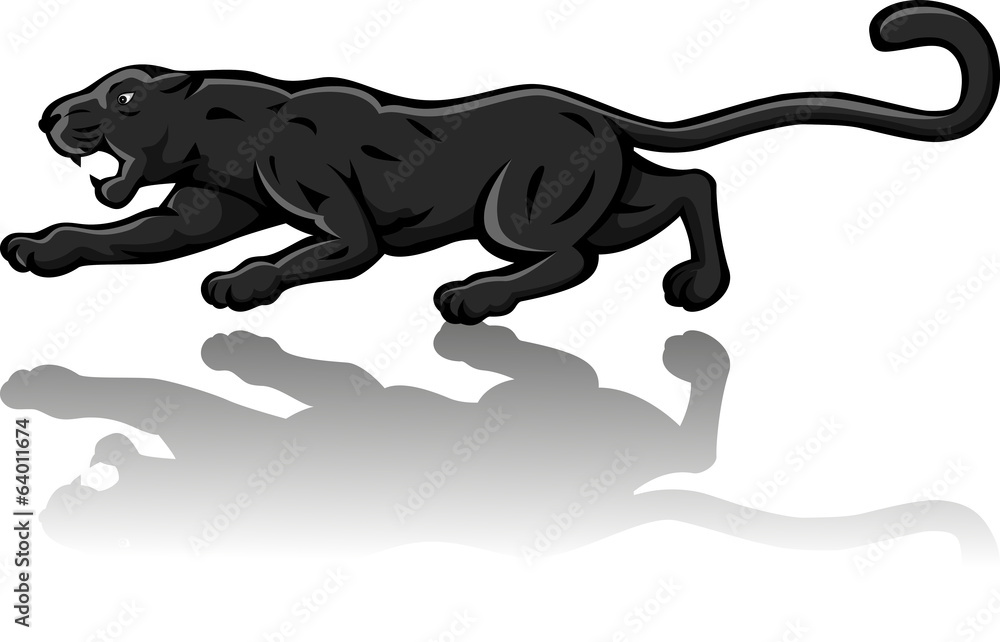 Wild panther attacking