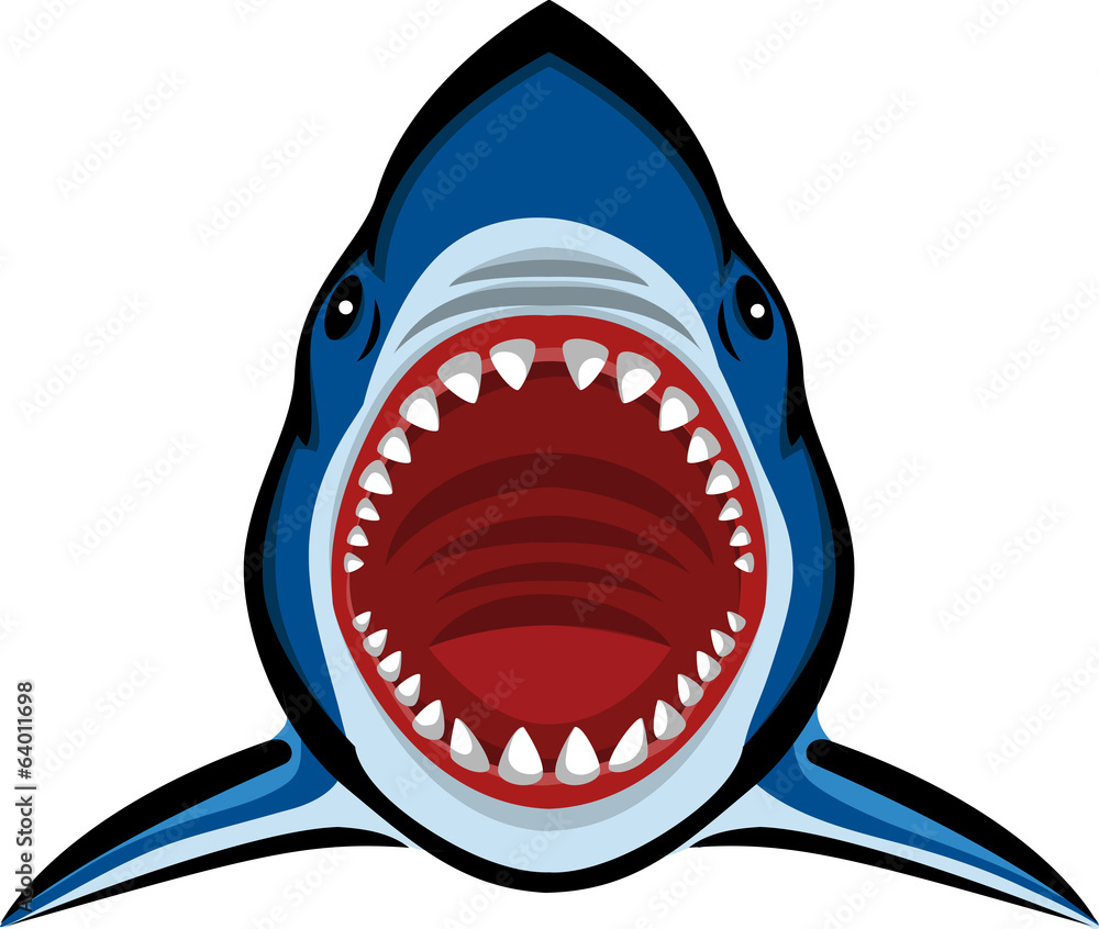 Naklejka premium Angry shark tattoo