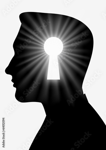 Head with a key hole