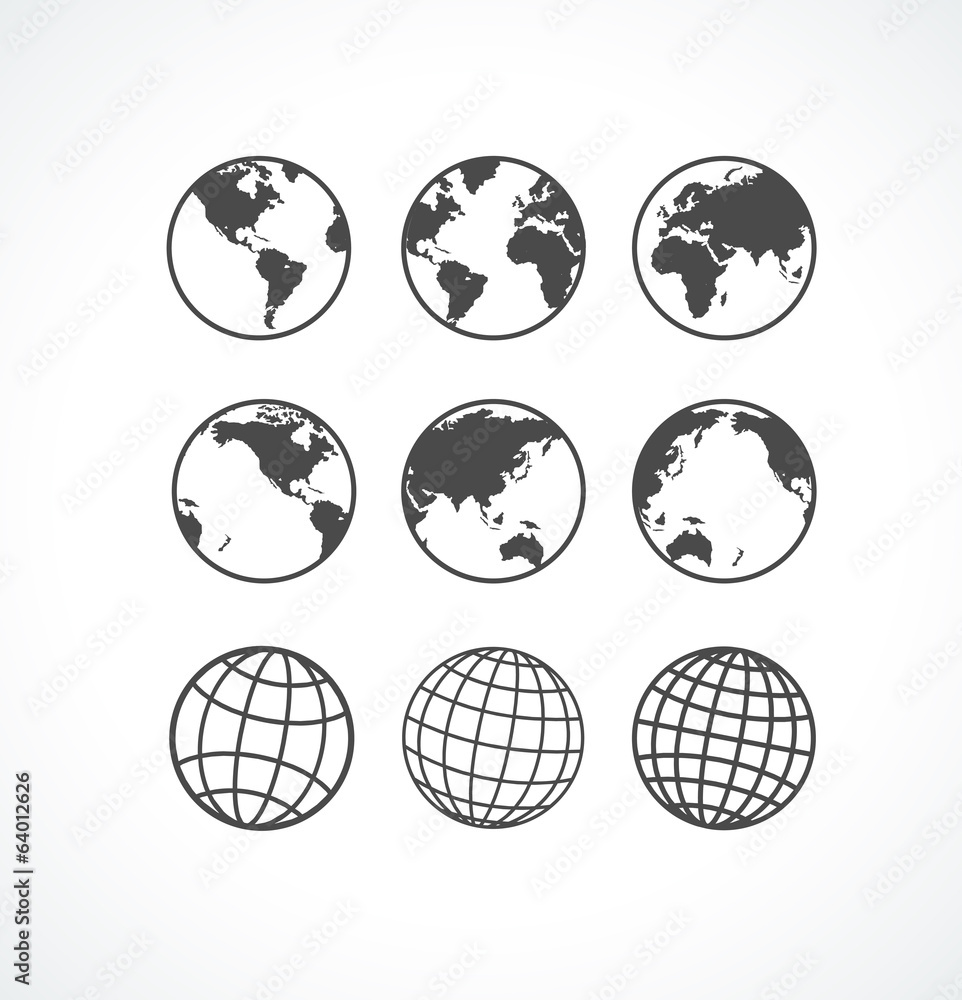 Obraz premium Vecrot globe icon set.