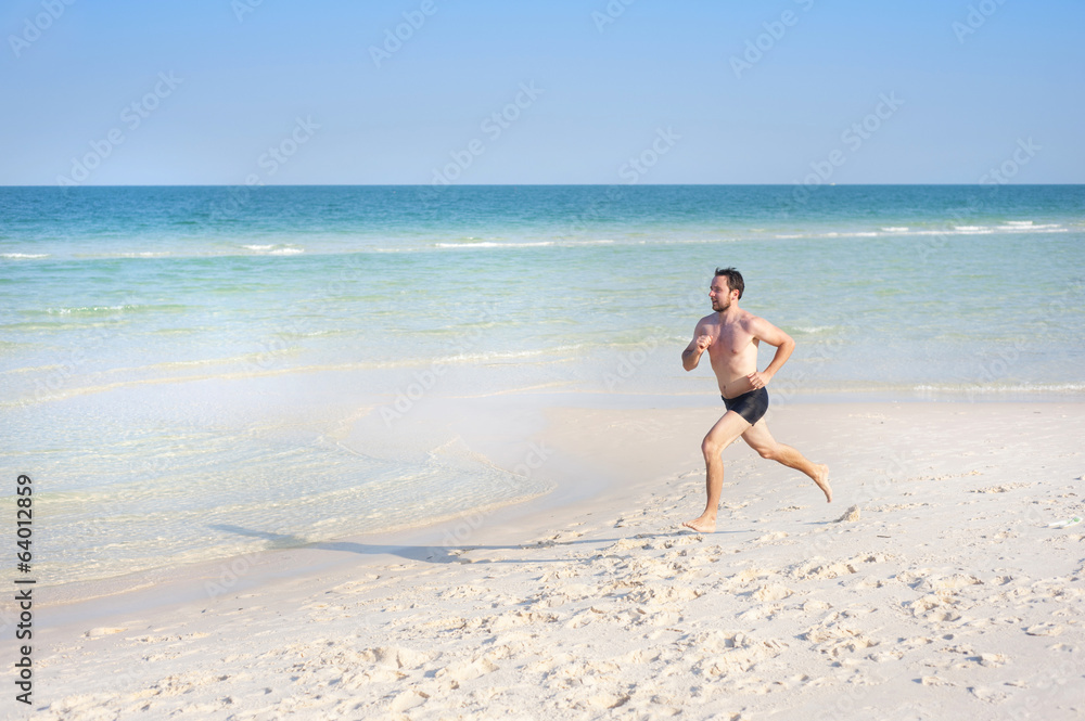 Man running on the beach