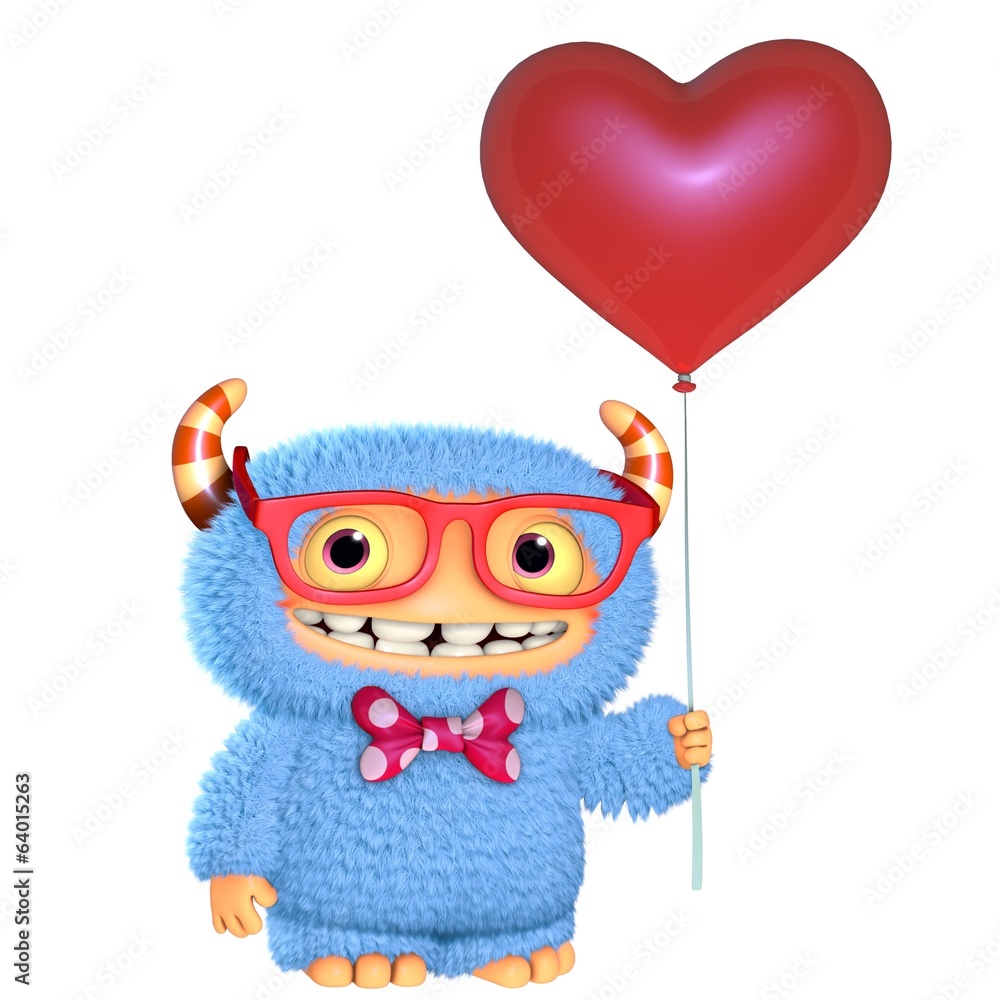 Fototapeta premium 3d cartoon blue monster