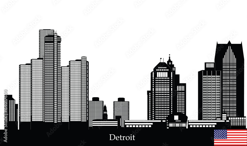 detroit american city skyline