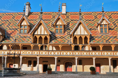 The roof of the famous Hospice in Beaune, France photo