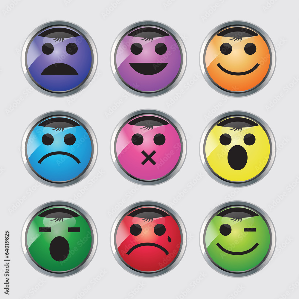 Vector set of glossy Emoticons. Vector set of glossy Emoticons.