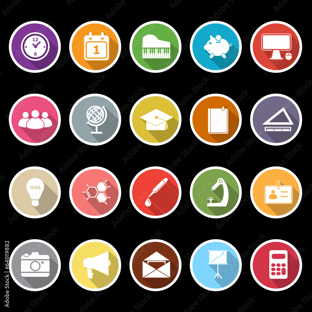 School icons with long shadow School icons with long shadow