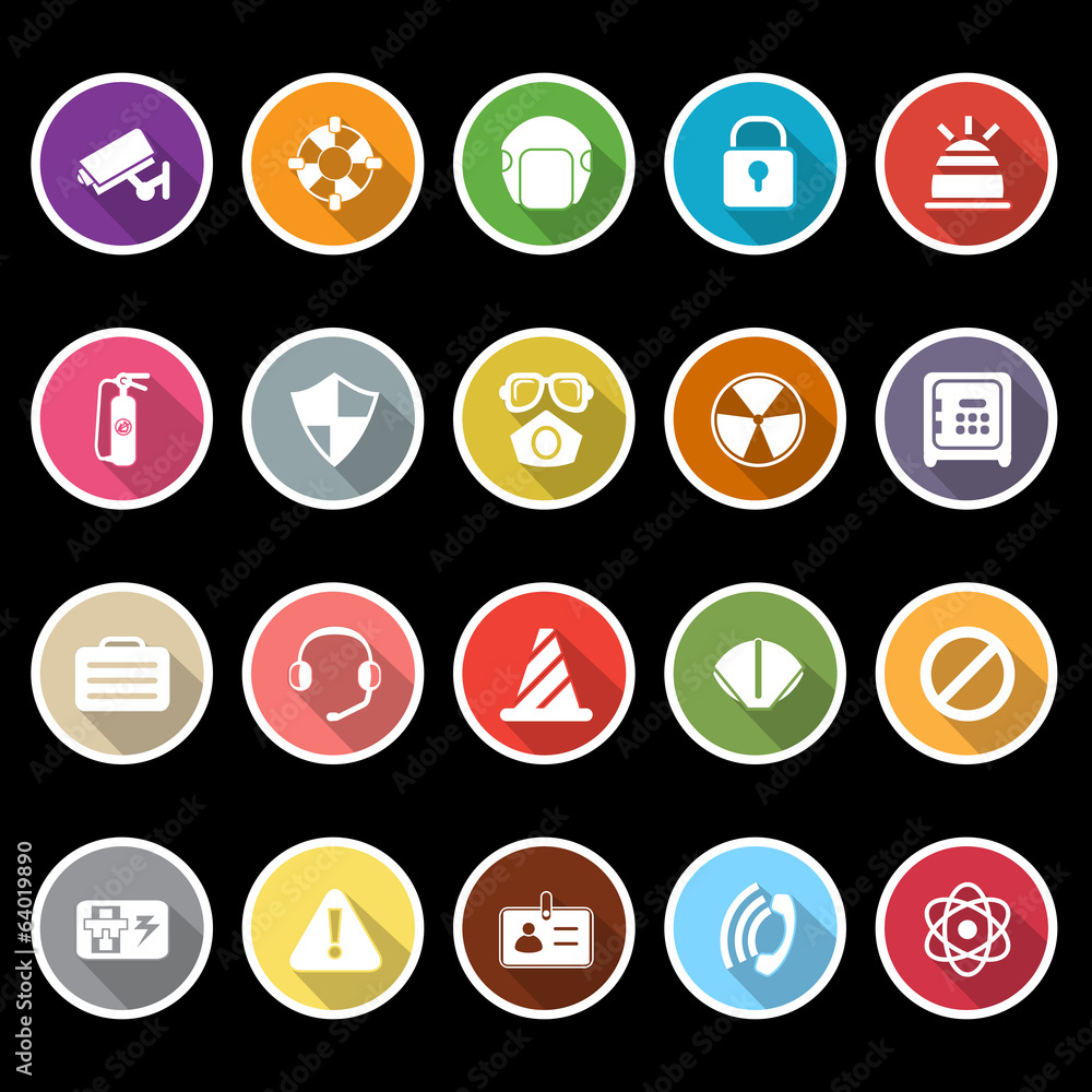 Safety icons with long shadow Safety icons with long shadow