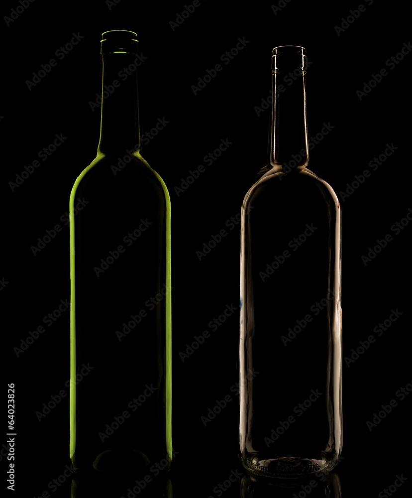 Glass bottle in the low-key lighting Glass bottle in the low-key lighting