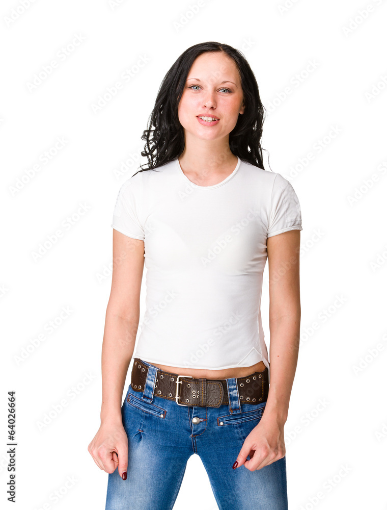 Obraz premium young woman in casual clothes isolated over a white