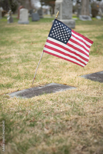 Headstone with Flag