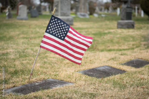 Headstone with Flag