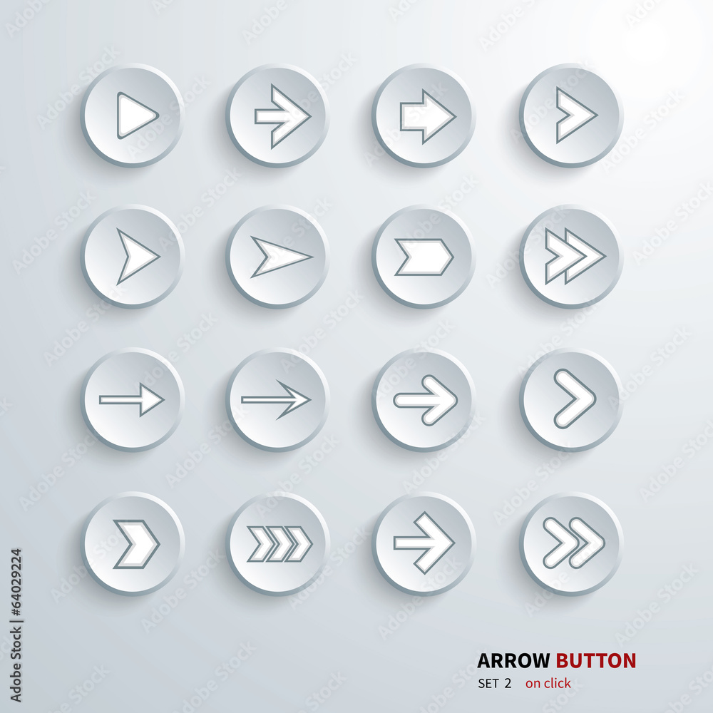 button arrow sign icon set. on click button arrow sign icon set. on click