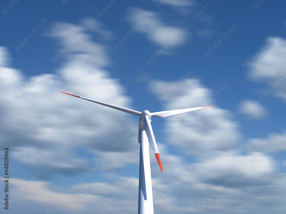 Wind Turbine with moving clouds on background Wind Turbine with moving clouds on background