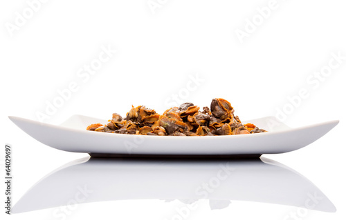 Картината върху платно Fresh boiled cockle meat  in a white plate