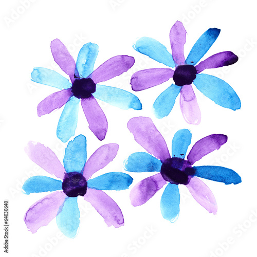 Fototapeta Naklejka Na Ścianę i Meble -  Violet watercolor flowers