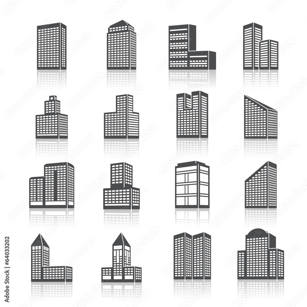 Edifice buildings icons set