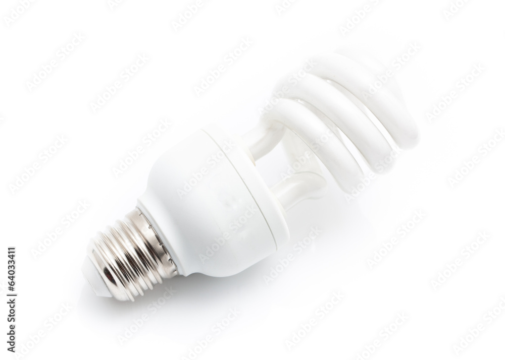 Energy saving white light bulb isolated on white background with Energy saving white light bulb isolated on white background with