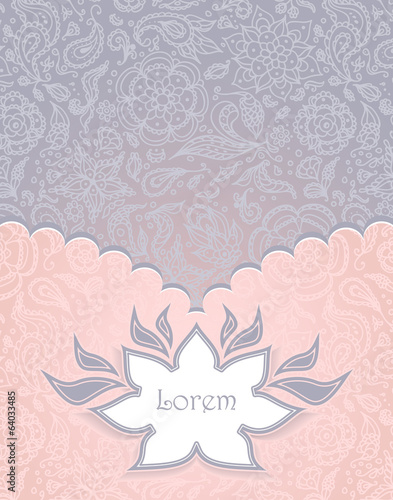 Frame with Seamless abstract floral pattern in pink grey
