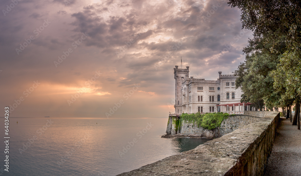 Miramare Castle at sunset, Trieste, Italy - Landscape