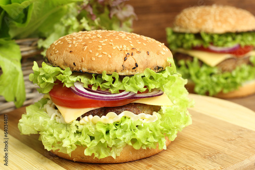 burger with vegetables and beef