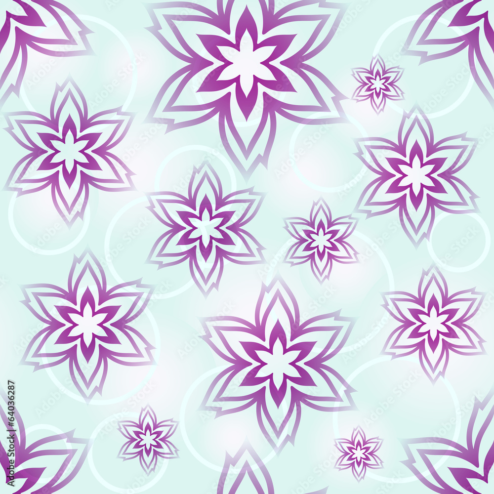 Seamless blue and purple flower buds wallpaper