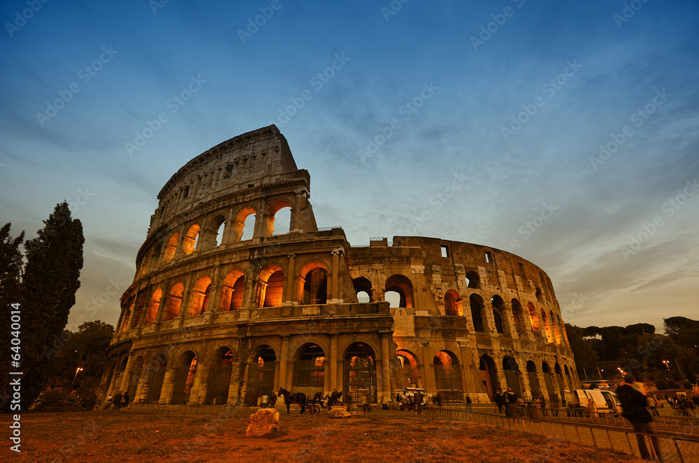 Colosseum in Rome, Italy during sunset
