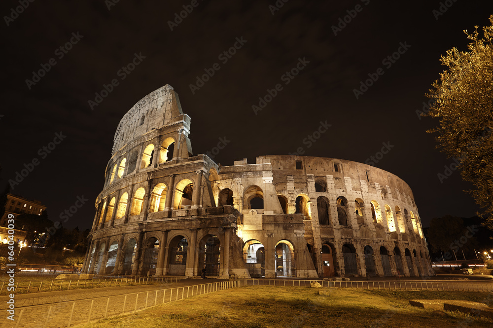 Colosseum in Rome, Italy in the night