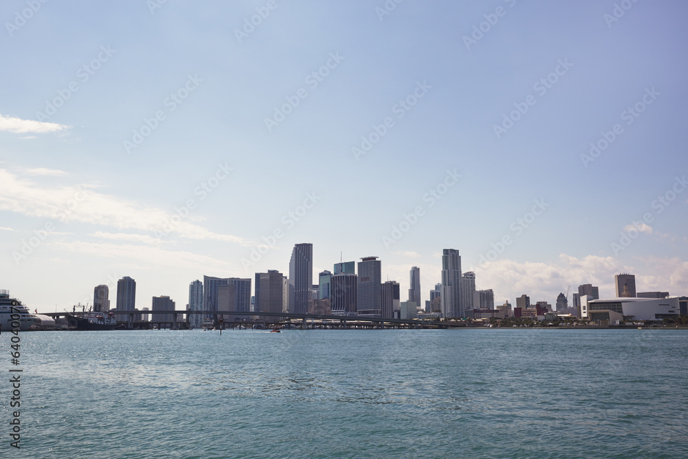 Miami city skyline panorama at day