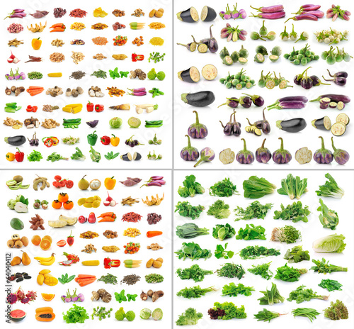 fruit and Vegetables collection isolated on white background