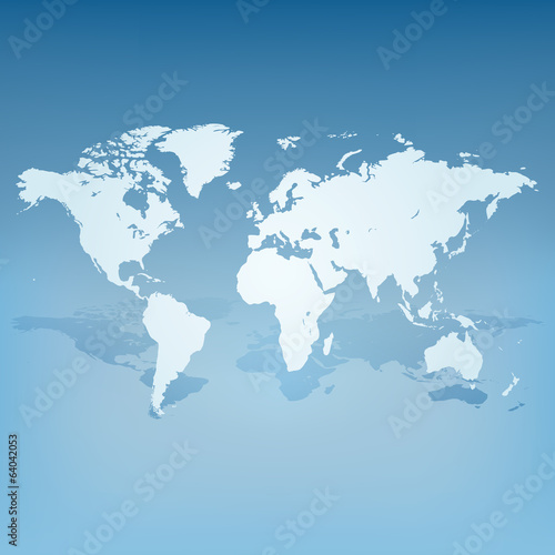 World map with shadow 3d concept vector