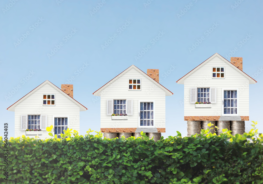 Mortgage concept by money house Mortgage concept by money house