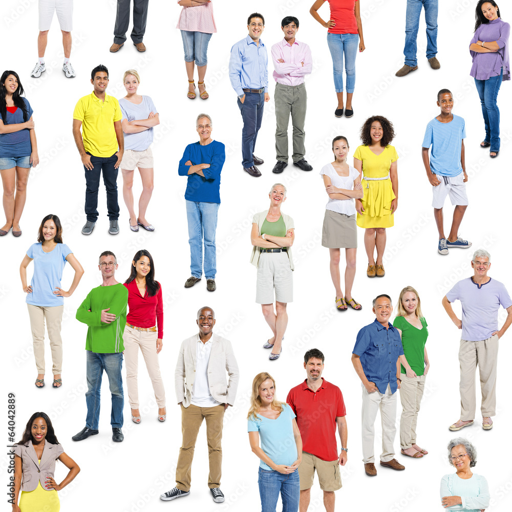 Fototapeta premium Colorful Multi Ethnic Connected People Standing