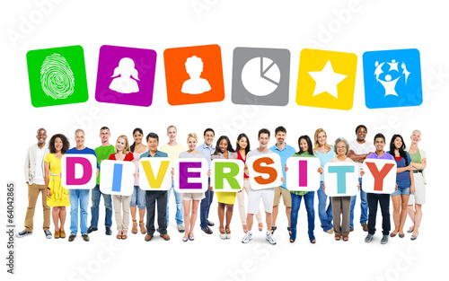 Group of People Holding Word Diversity
