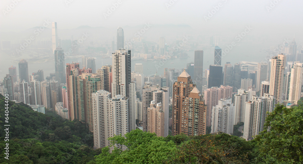 Panorama of Hong Kong from Victoria Gap, near the top of Victori