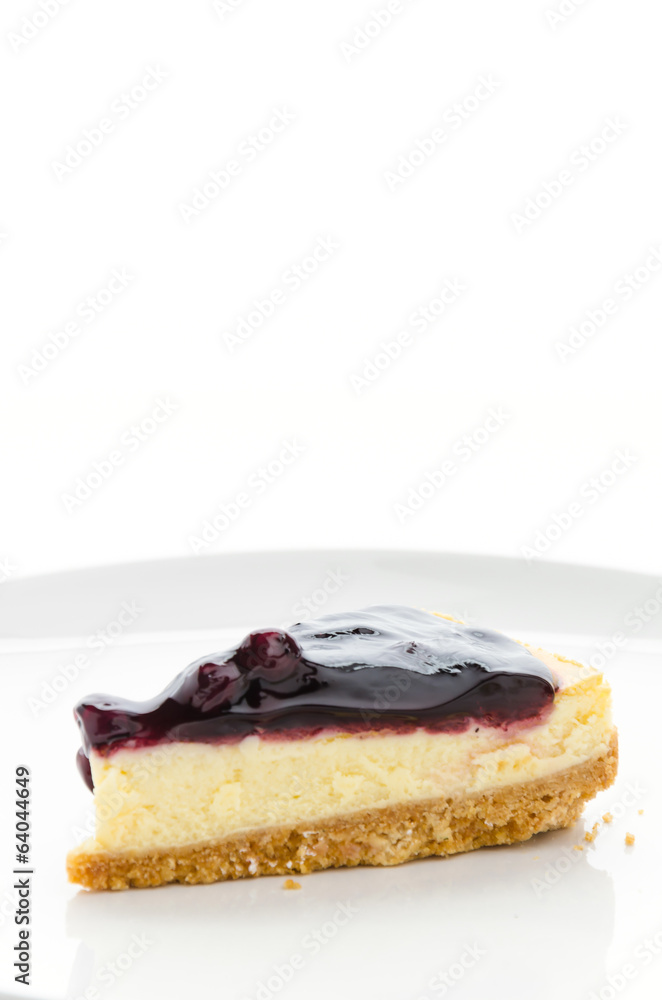 Blueberry cheesecake isolated white background Blueberry cheesecake isolated white background