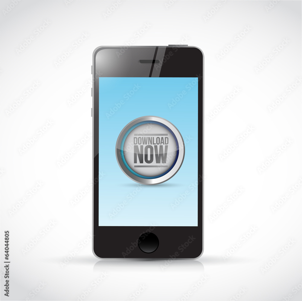 download now button and phone illustration download now button and phone illustration