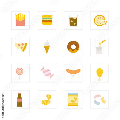 Junk food icon set.
