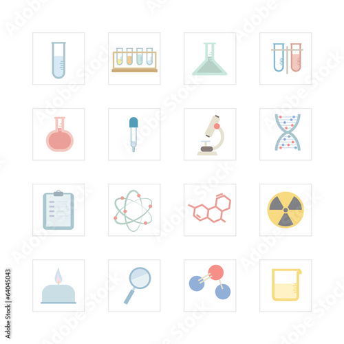 Science equipments icon set