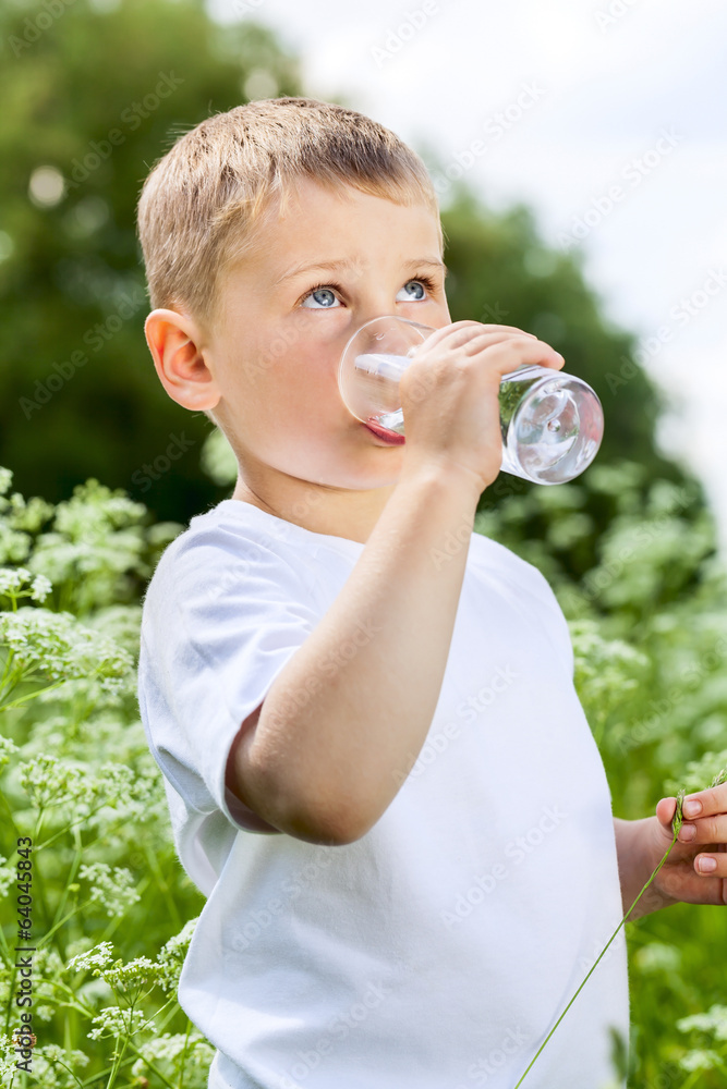 Child drinking pure water
