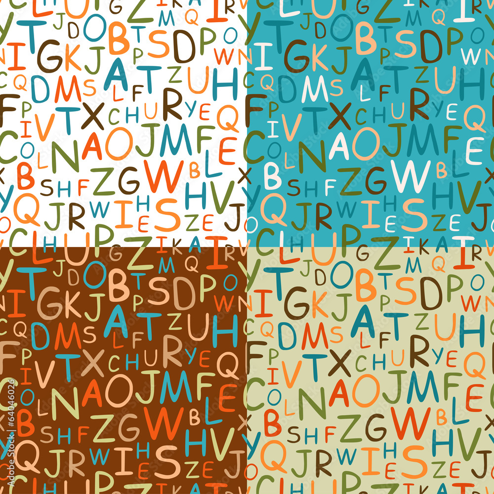 Set of seamless patterns of hand drawn letters Set of seamless patterns of hand drawn letters