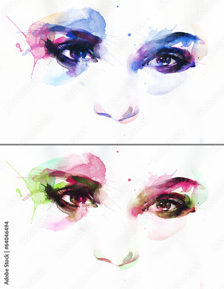 Fototapeta Oko kobiety. Ręcznie malowane ilustracja mody