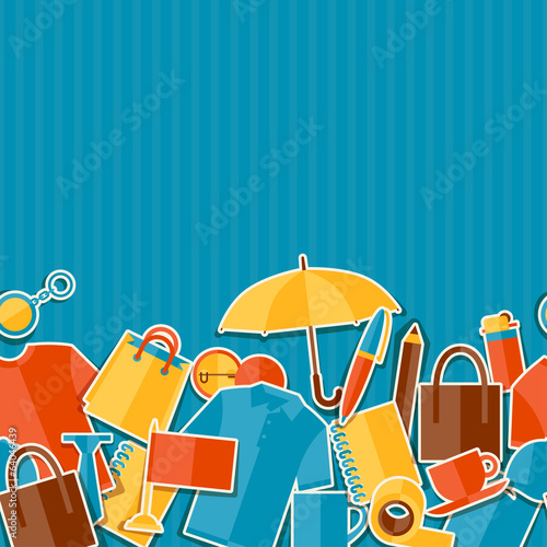 Seamless pattern with promotional gifts and souvenirs.