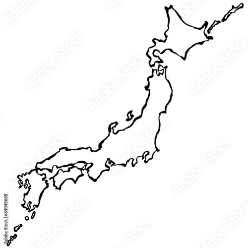 日本地図 手書き 書 筆絵