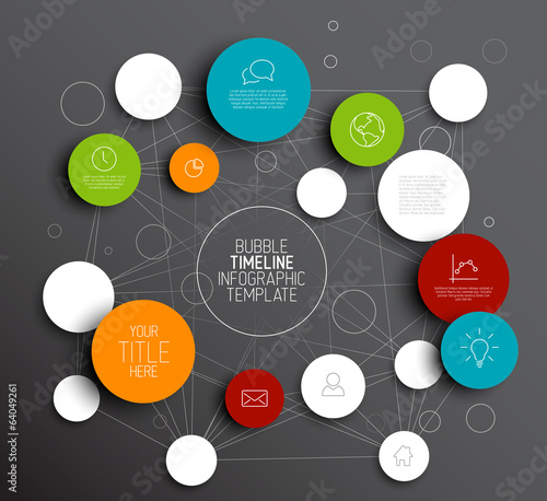 Dark Vector abstract circles infographic template