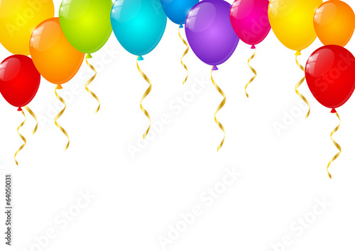 Color balloons on white background