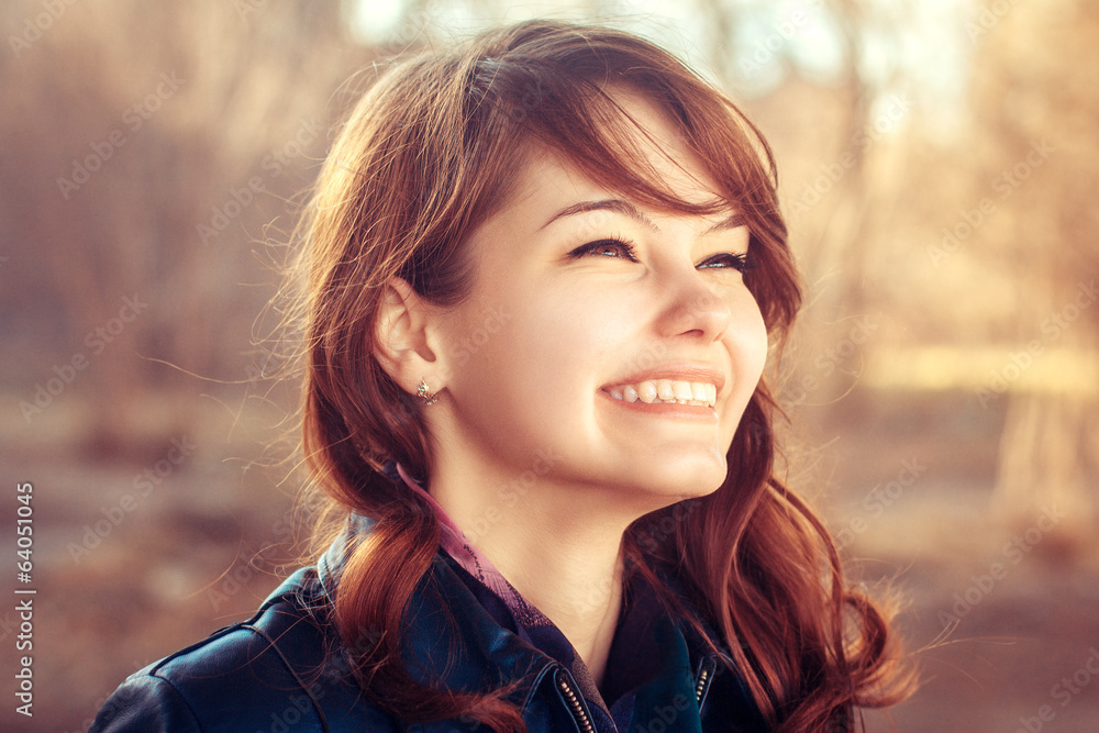 Young smiling girl outdoor spring closeup portrait Young smiling girl outdoor spring closeup portrait