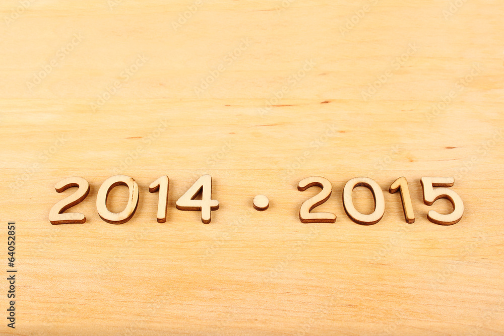 Wooden number in 2014 - 2015. New Year