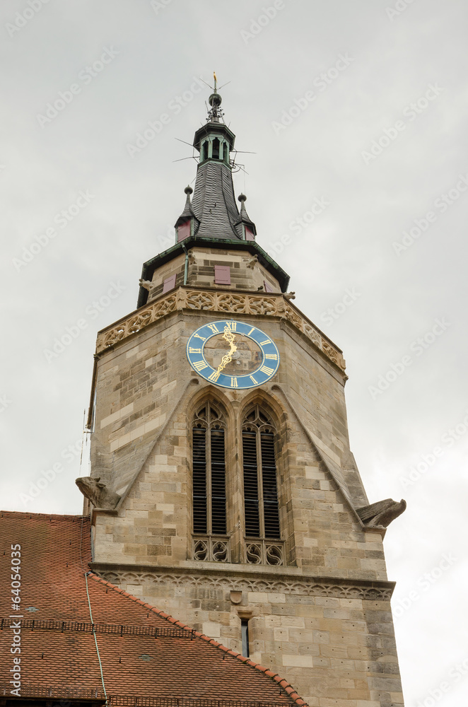 Clock tower of Tubingen old town, Germany